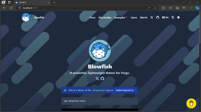 Example Site running locally