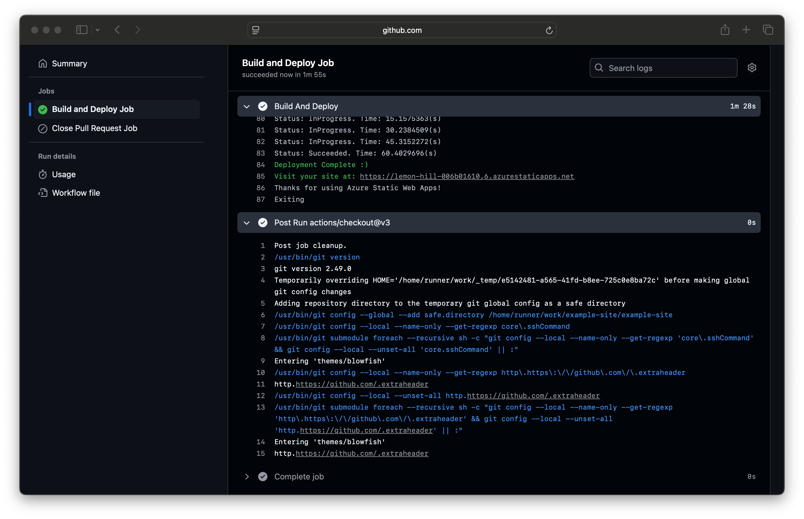 Review GitHub action