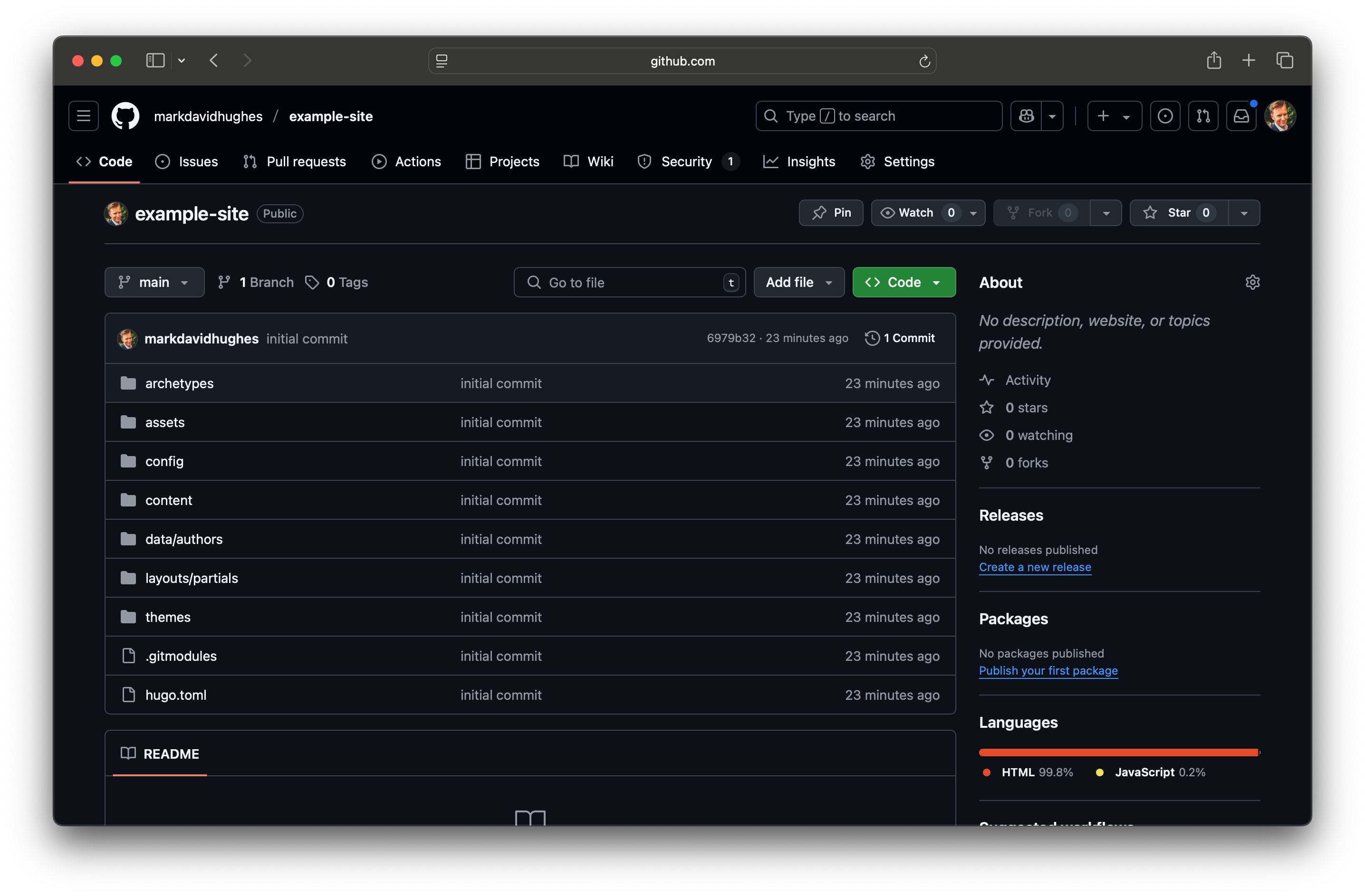 Your site now in GitHub