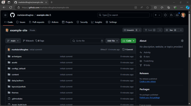 Your site now in GitHub