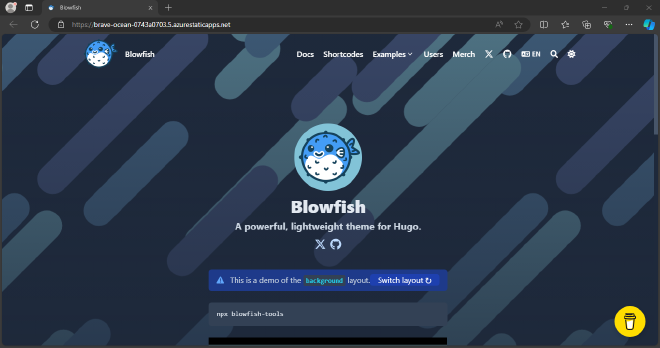 Your fully deployed web app running in Azure