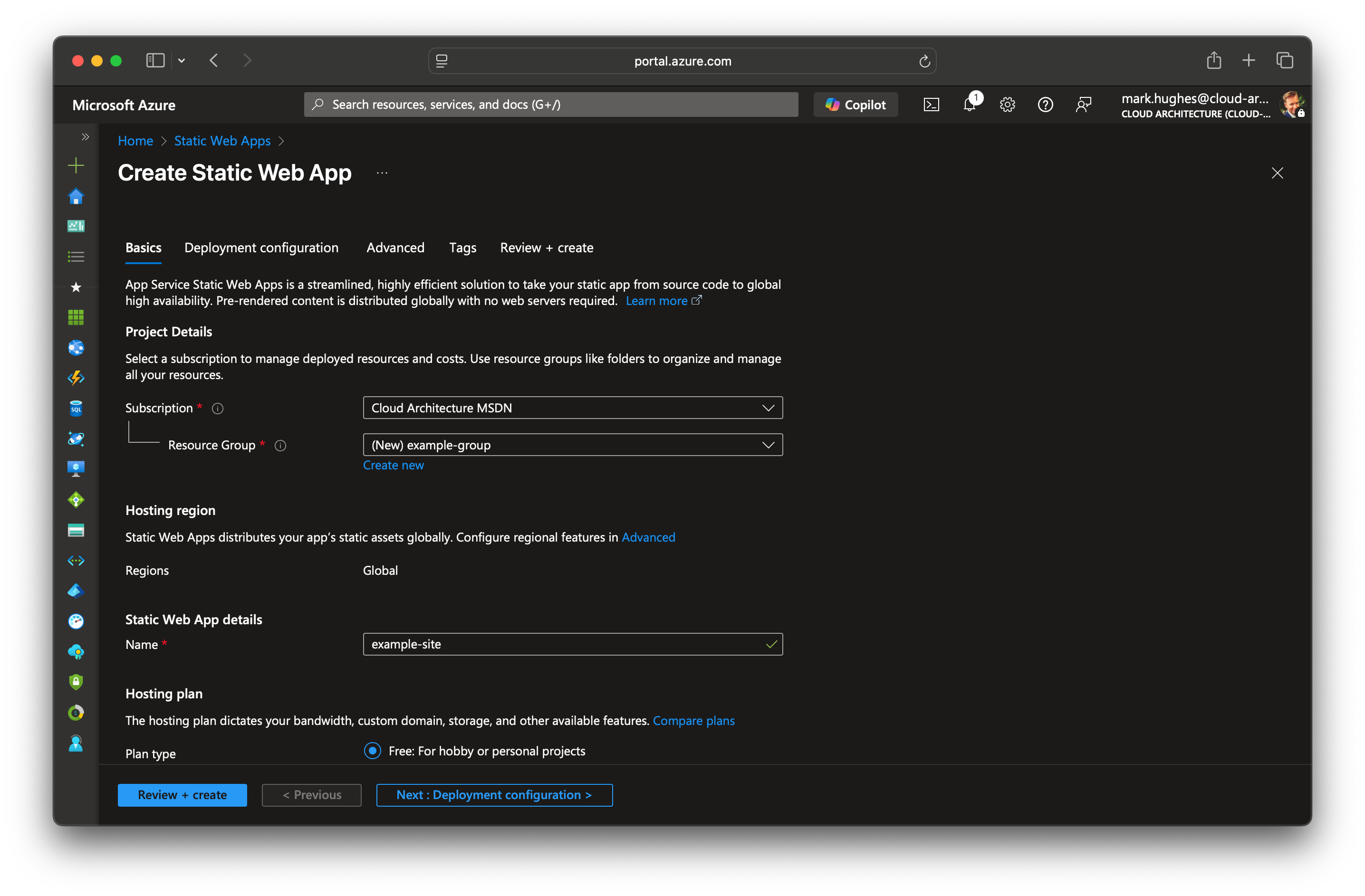 Create your new web app