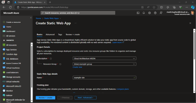 Create your new web app